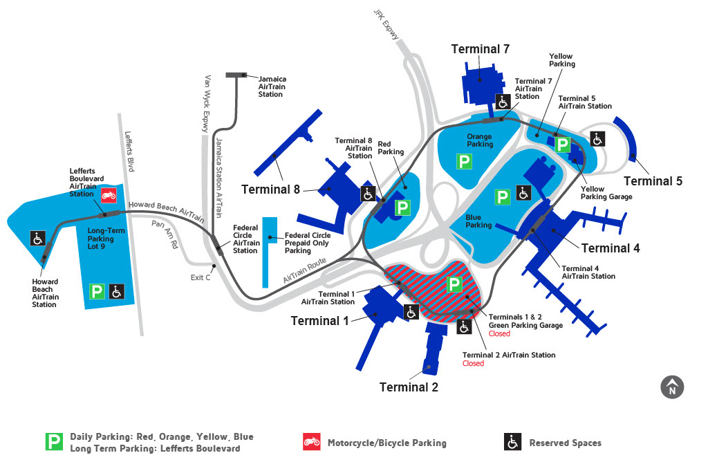 JFK airport parking map