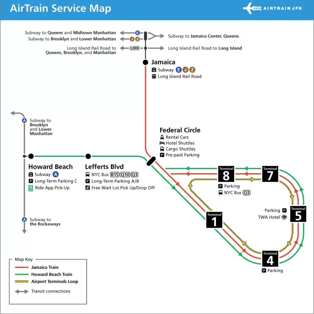 Air Train Service Map