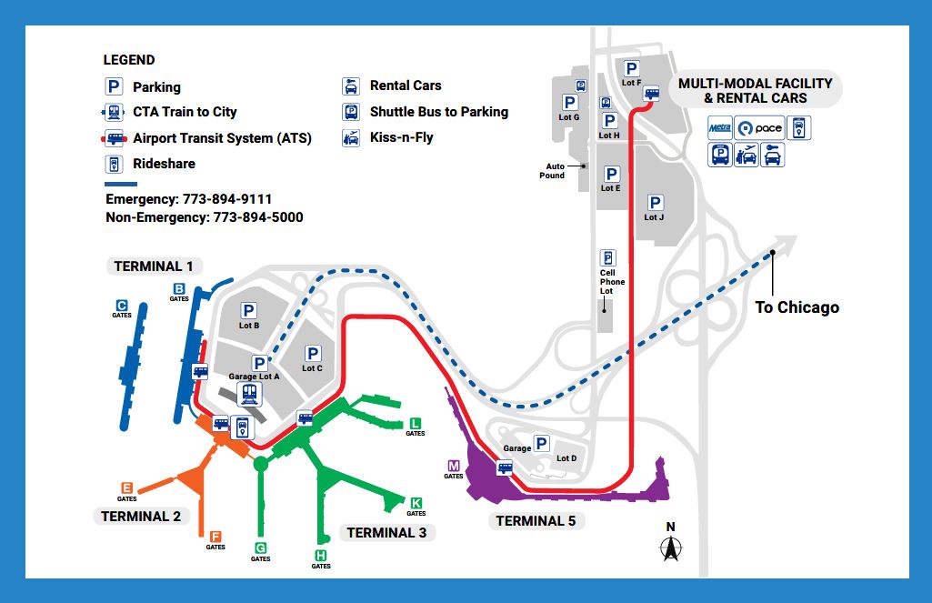 Chicago Airport parking map